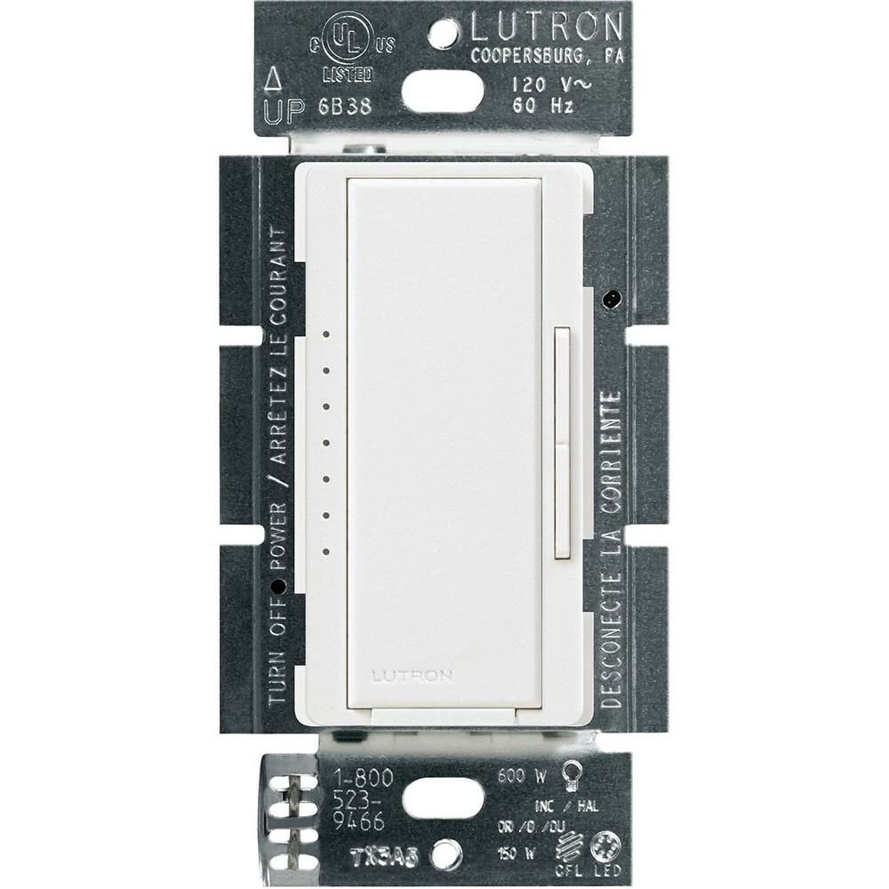 MACL-153M-SW Maestro LED+ Dimmer Switch, 150W LED, 1 Pole/Multi-Location, No Neutral Required, 120V, Snow