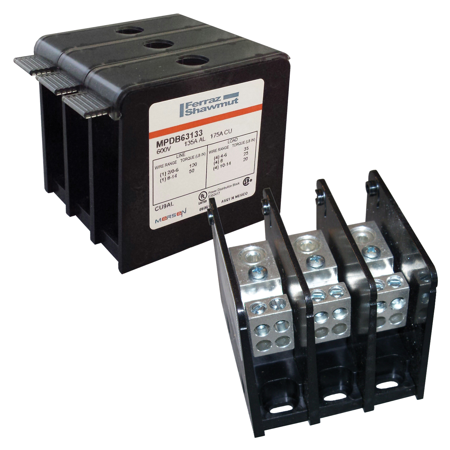 MPDB Series UL 1953 1000V - 175A CU Mini 3-Pole 1 - 2 2/0-#14 #2-#14