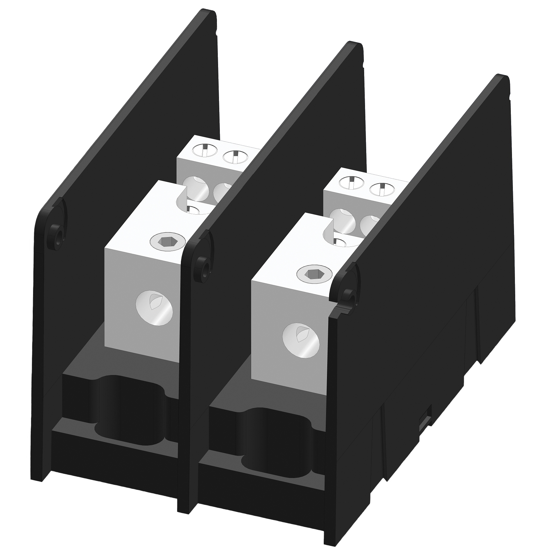 MPDB67022 Intermediate Open Style Power Distribution Block, 600 V AC, 350 A, 2 Poles, 14 to 2/0 AWG Wire, Polycarbonate