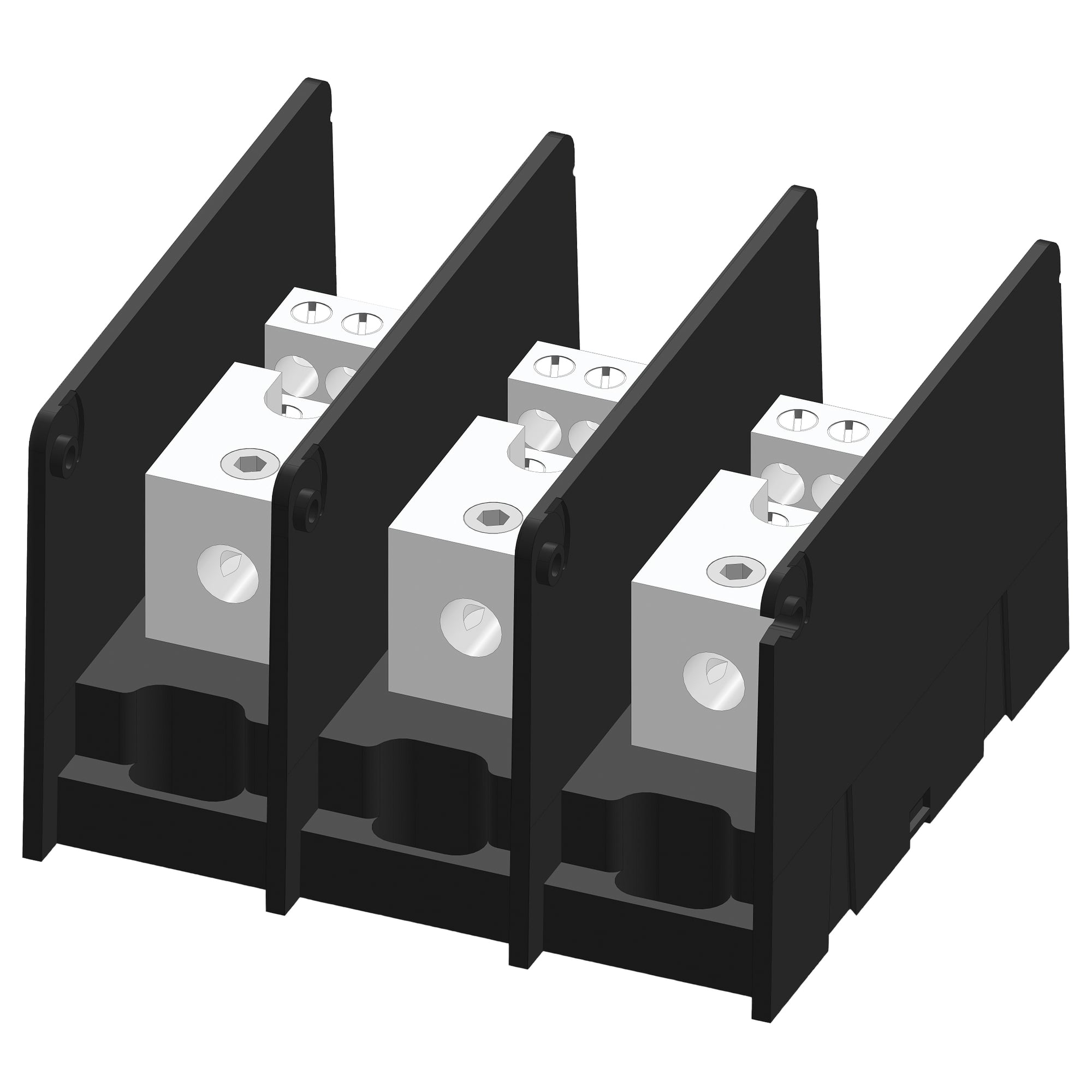 MPDB67023 Intermediate Open Style Power Distribution Block, 600 V AC, 350 A, 3 Poles, 14 to 2/0 AWG Wire, Polycarbonate