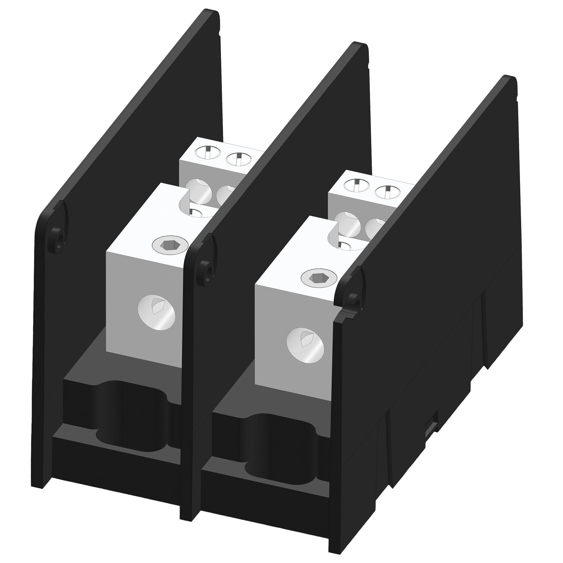 MPDB67562 Intermediate Open Style Power Distribution Block, 600 V AC, 175 A, 2 Poles, 14 to 2/0 AWG Wire, Polycarbonate
