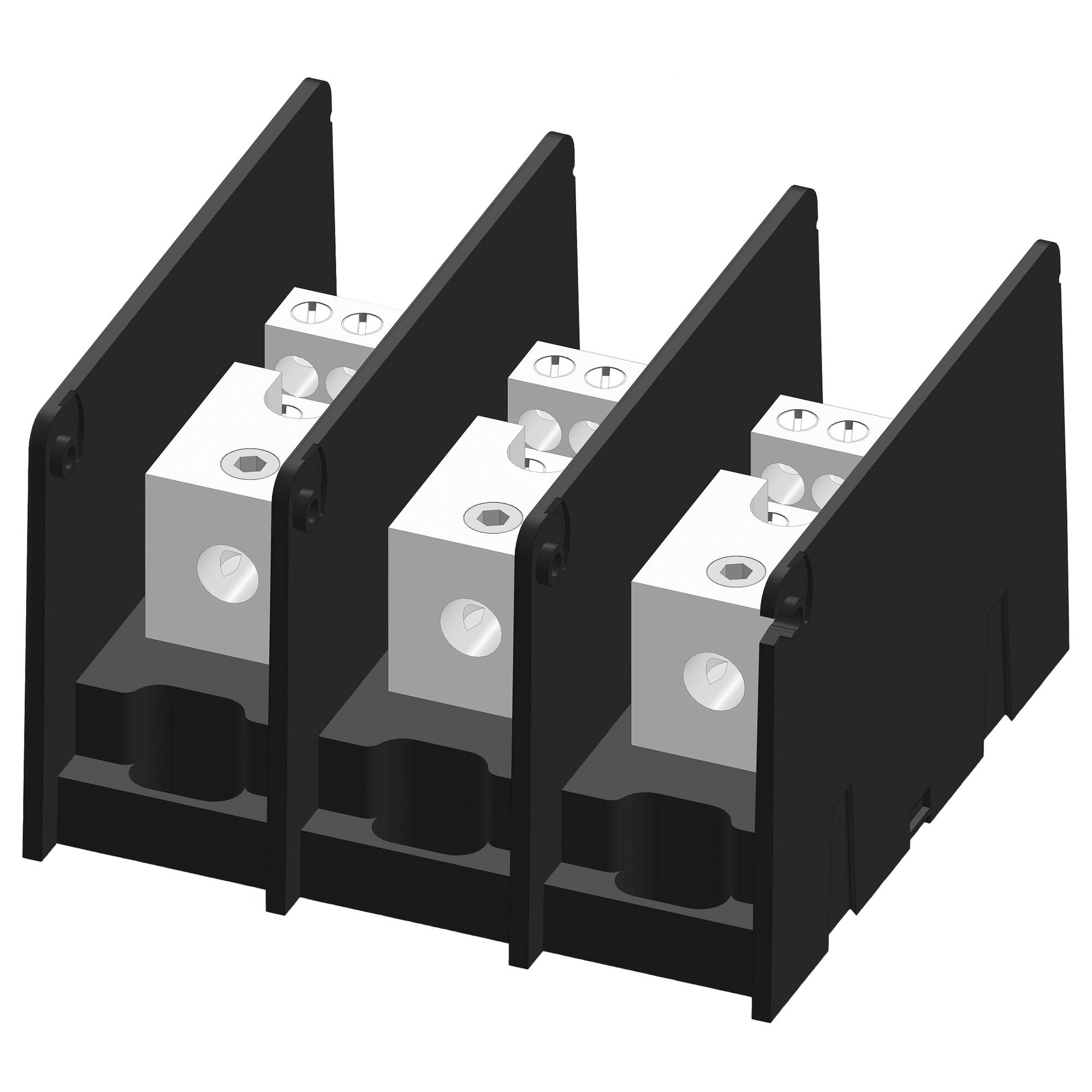 MPDB67563 Intermediate Open Style Power Distribution Block, 600 V AC, 175 A, 3 Poles, 14 to 2/0 AWG Wire, Polycarbonate