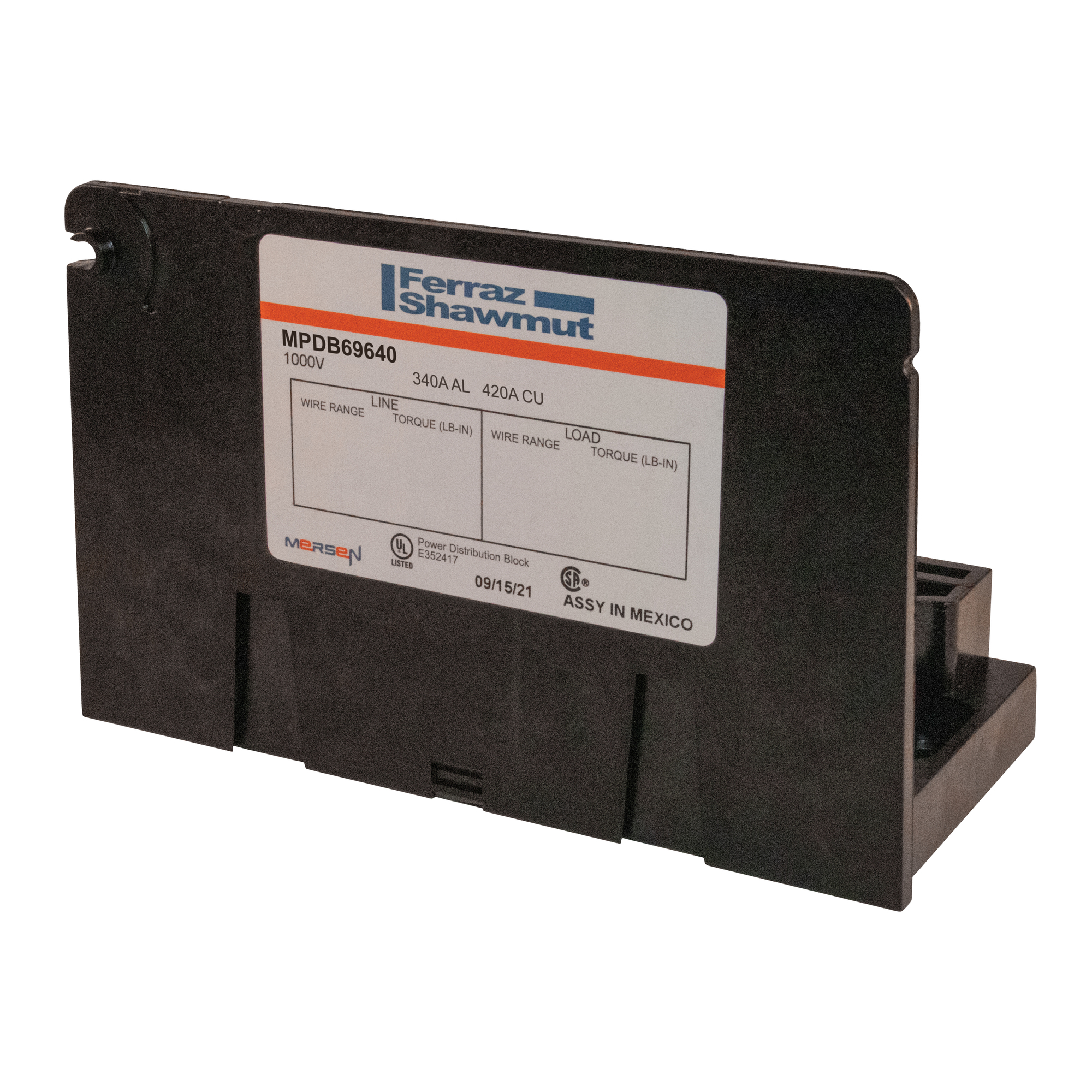 MPDB69640 Adder Large Open Style Power Distribution Block, 600 V AC, 420 A, 2 AWG to 600 kcmil Wire, Polycarbonate