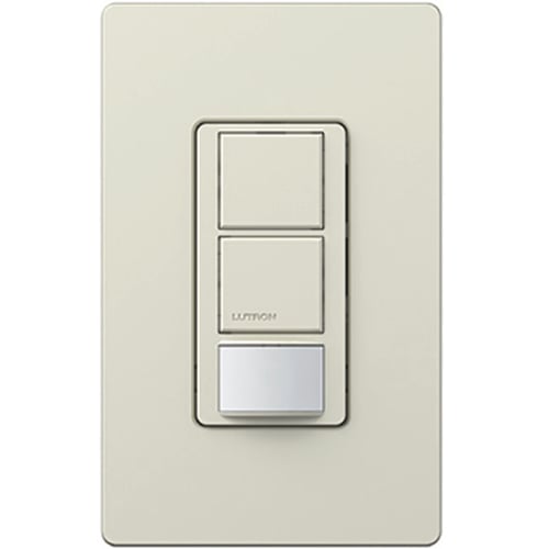 MS-OPS6-DDV-LA Maestro Dual Circuit Motion Sensor Switch, 6 Amp Light/4.4 Amp Fan, 120-277V, Dual 1 Pole, Ground or Neutral Required, Light Almond