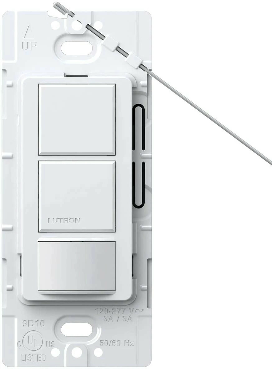 MS-OPS6-DDV-WH Maestro Dual Circuit Motion Sensor Switch, 6 Amp Light/4.4 Amp Fan, 120-277V, Dual 1 Pole, Ground or Neutral Required, White