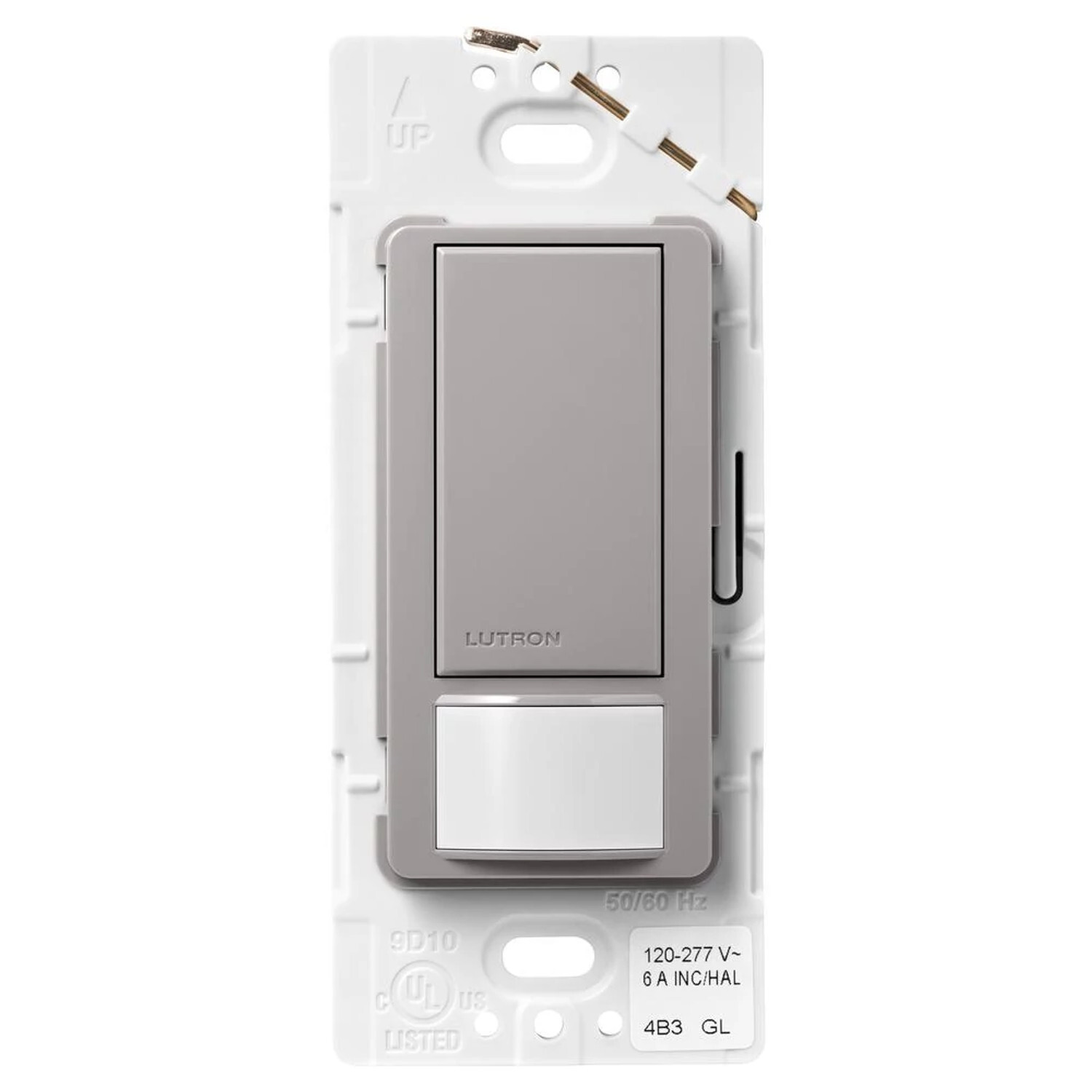MS-OPS6M2-DV-GR Maestro Motion Sensor Switch, 6 Amp Light, 3 Amp Fan, 120-277V, 1 Pole/Multi-Location, Ground or Neutral Required, Gray