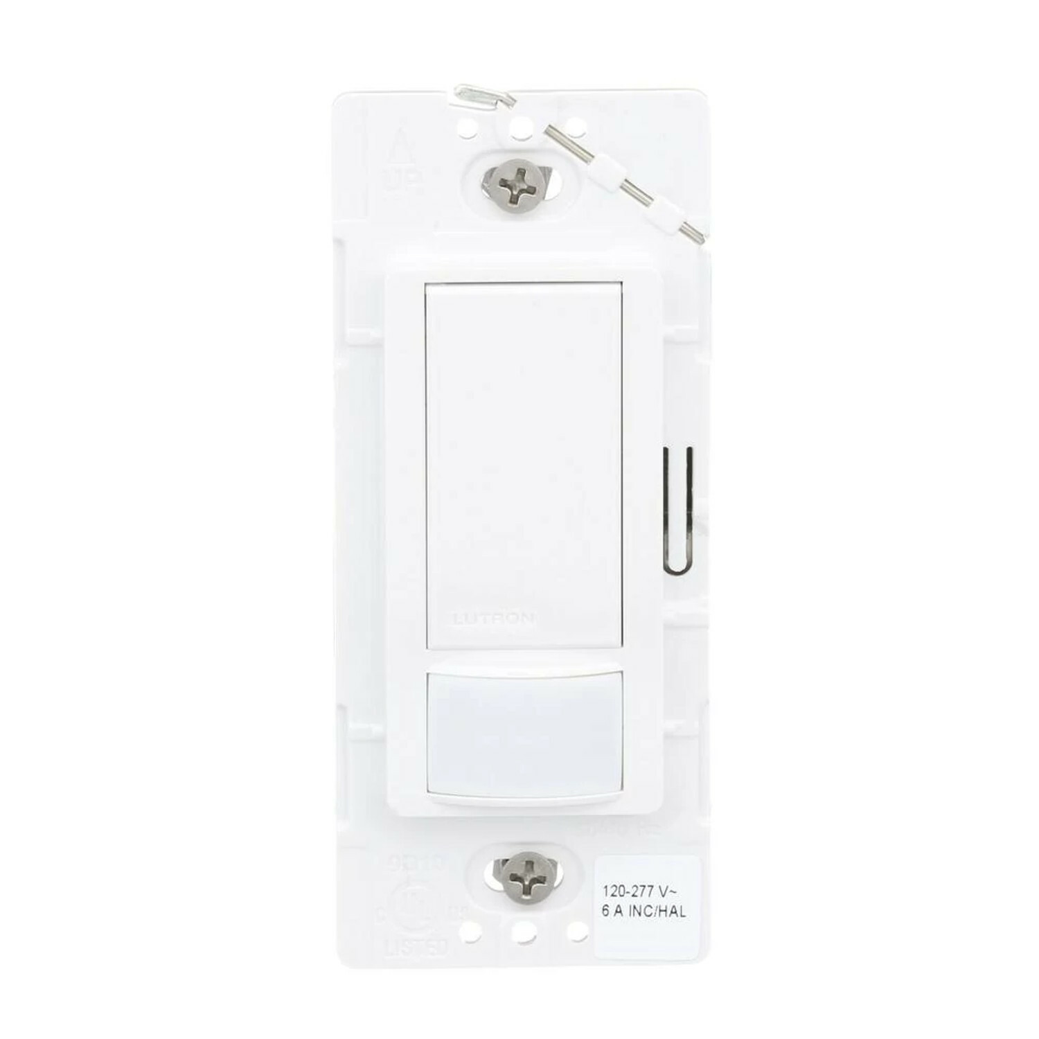 MS-OPS6M2-DV-WH Maestro Motion Sensor Switch, 6 Amp Light, 3 Amp Fan, 120-277V, 1 Pole/Multi-Location, Ground or Neutral Required, White