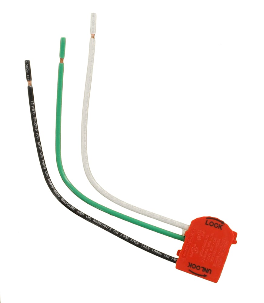 MSTWL-R Lev-Lok Right Angle Wiring Module With 6 in 12 AWG THHN Stranded Wire Lead, 3 Wire, For Use With Lev-Lok Receptacle, Polycarbonate