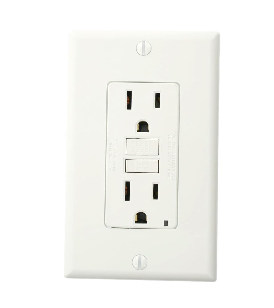 N7599-W Slim Duplex Non-Tamper-Resistant GFCI Receptacle, 125 VAC, 15 A, 2 Poles, 3 Wires, White