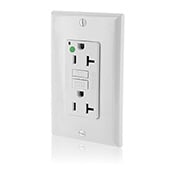 N7899-HGW SmartlockPro 1-Phase Duplex GFCI Receptacle, 125 VAC, 20 A, 2 Poles, 3 Wires, White