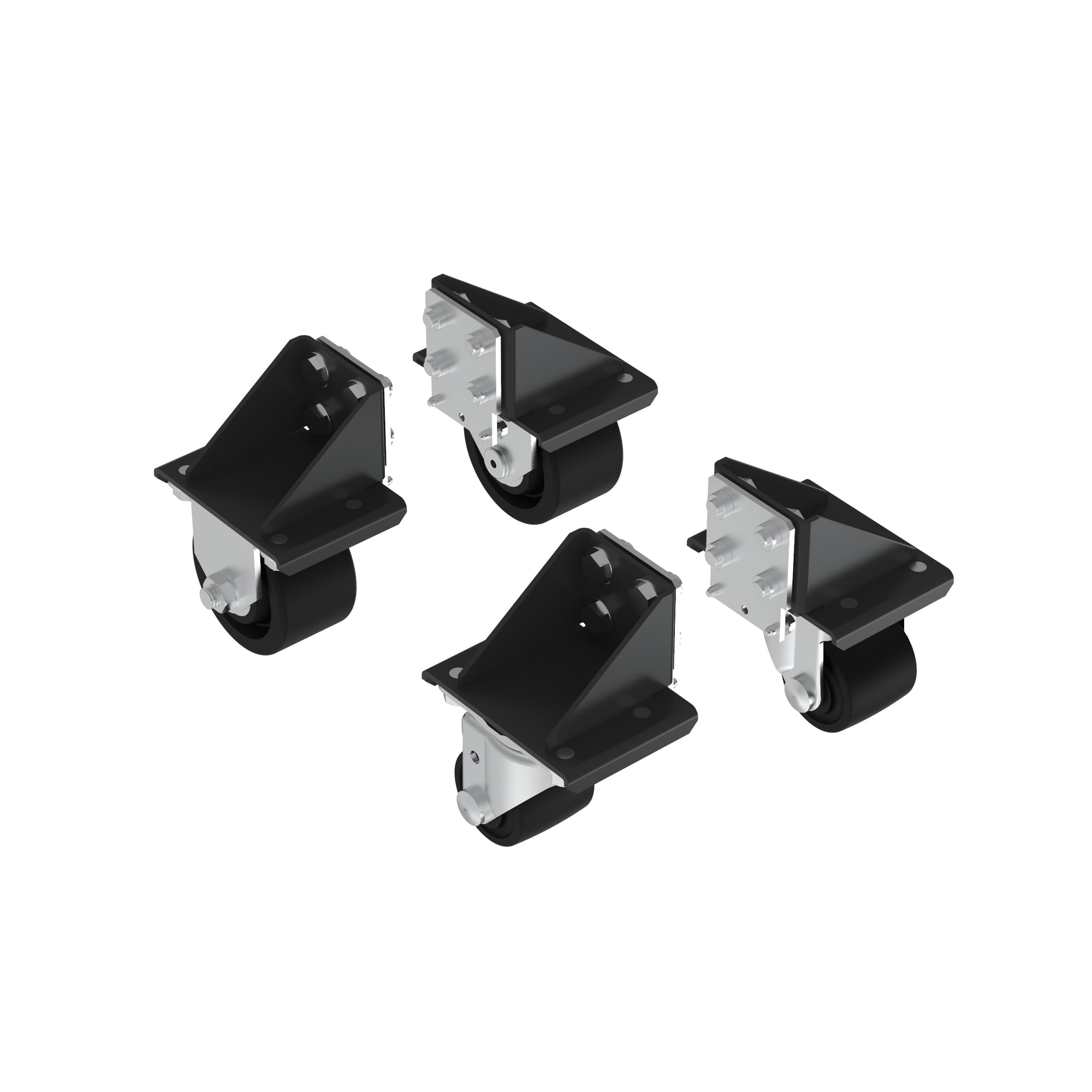 NCSTR4 Net-Access Caster Kit, 3.57 in Dia x 3.57 in W, Black
