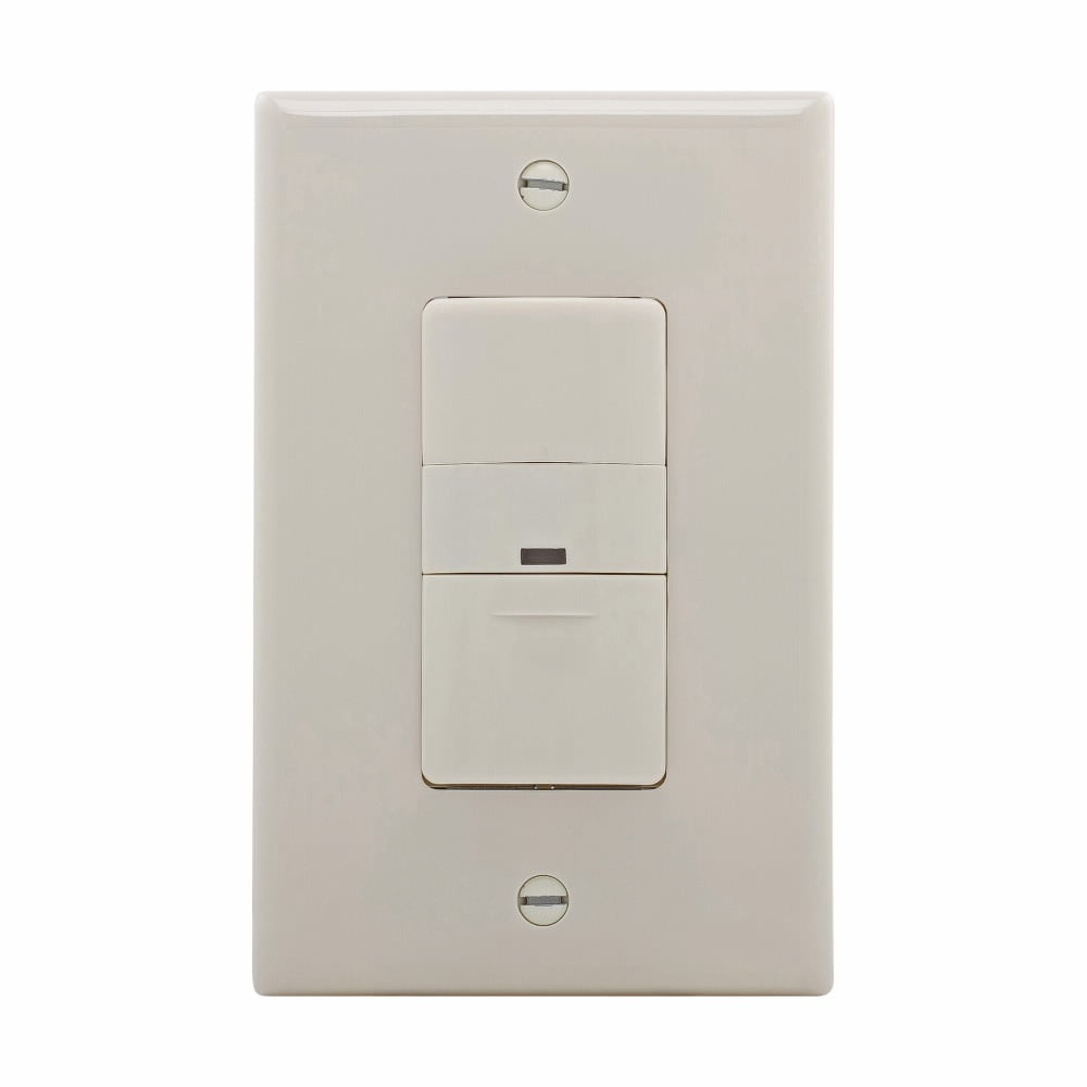 Eaton occupancy sensor switch, No neutral required, Flush, 120V, Wire leads, Maintained closure, Light almond, Incand, MLV, ELV, Flrsnt, CFL, LED, halo, 1-pole, 3-way, 1-phase, 450 sq ft, Occupancy, 600W 722219
