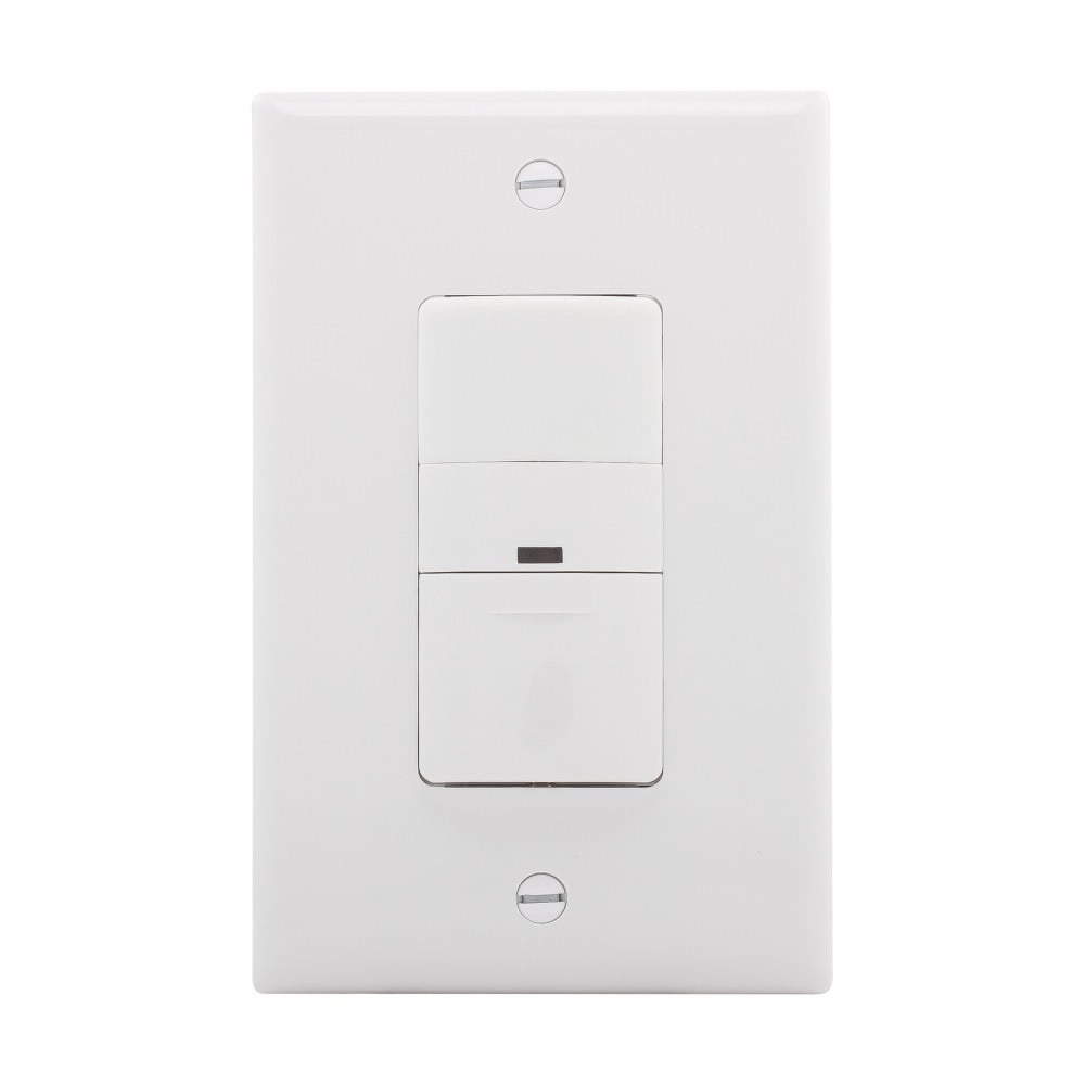 Eaton occupancy sensor switch, No neutral required, Flush, 120V, Wire leads, Maintained closure, White, Incand, MLV, ELV, Flrsnt, CFL, LED, halo, 1-pole, 3-way, 1-phase, 450 sq ft, Occupancy, 600W 722233