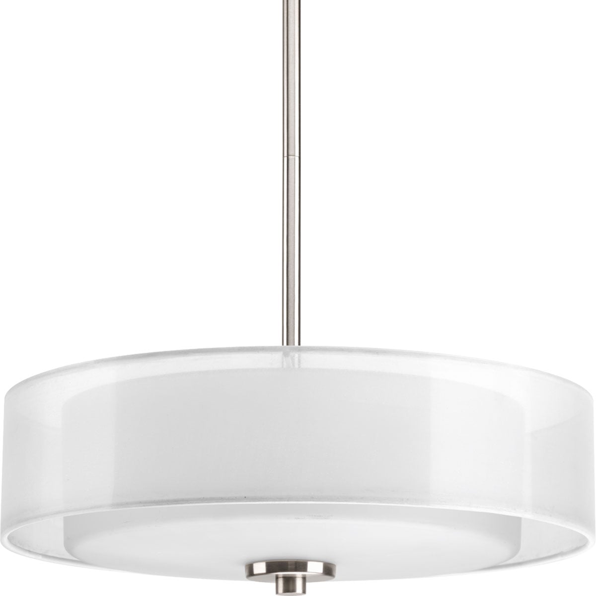 P3694-09 Invite Formal/Modern/Traditional/Transitional Semi-Flush Mount Lighting, (3) A19 Lamp, 120 V AC, Brushed Nickel Plated Housing