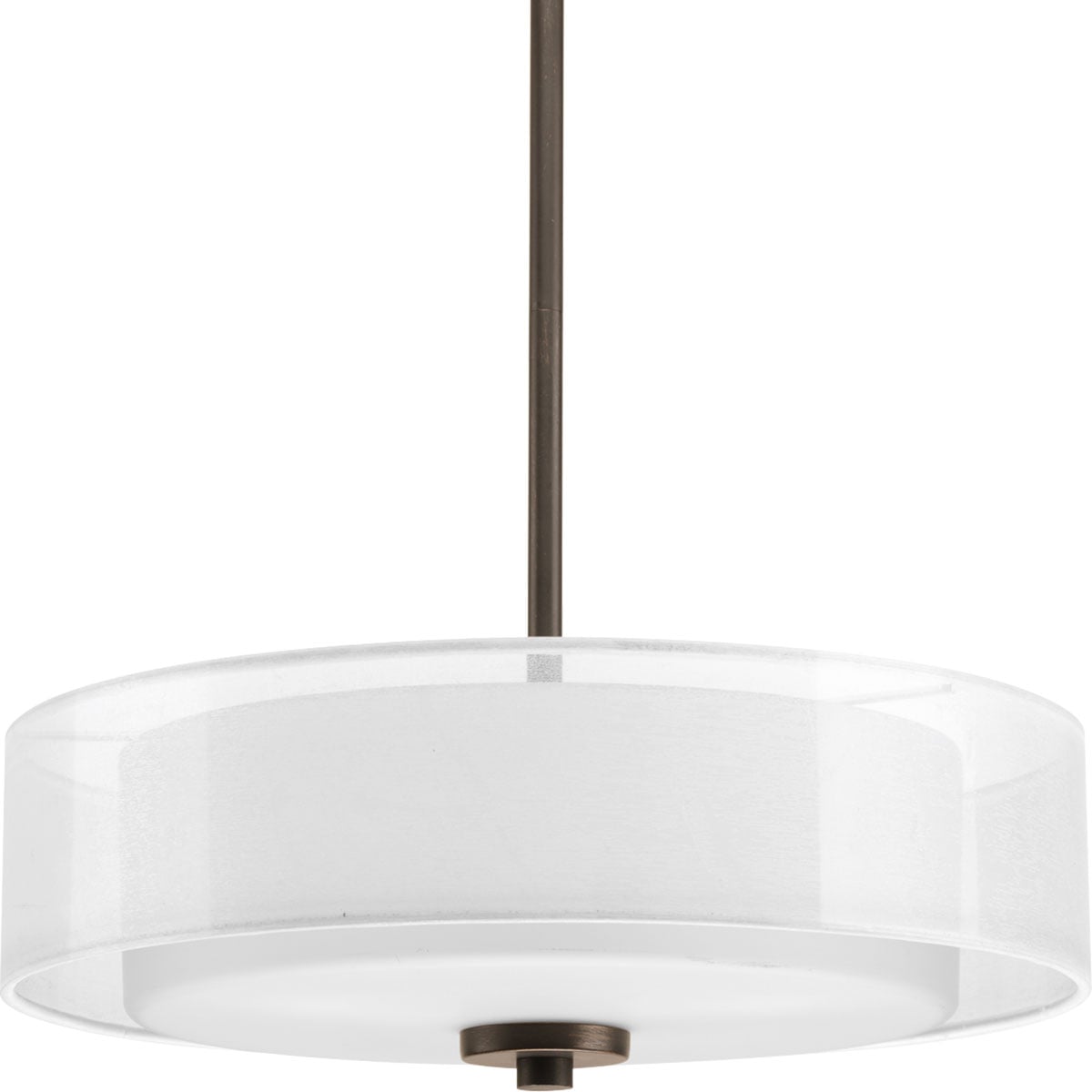 P3694-20 Formal/Modern/Traditional/Transitional Semi-Flush Mount Lighting, (3) A19 Lamp, 120 V AC, Antique Bronze/Painted Housing