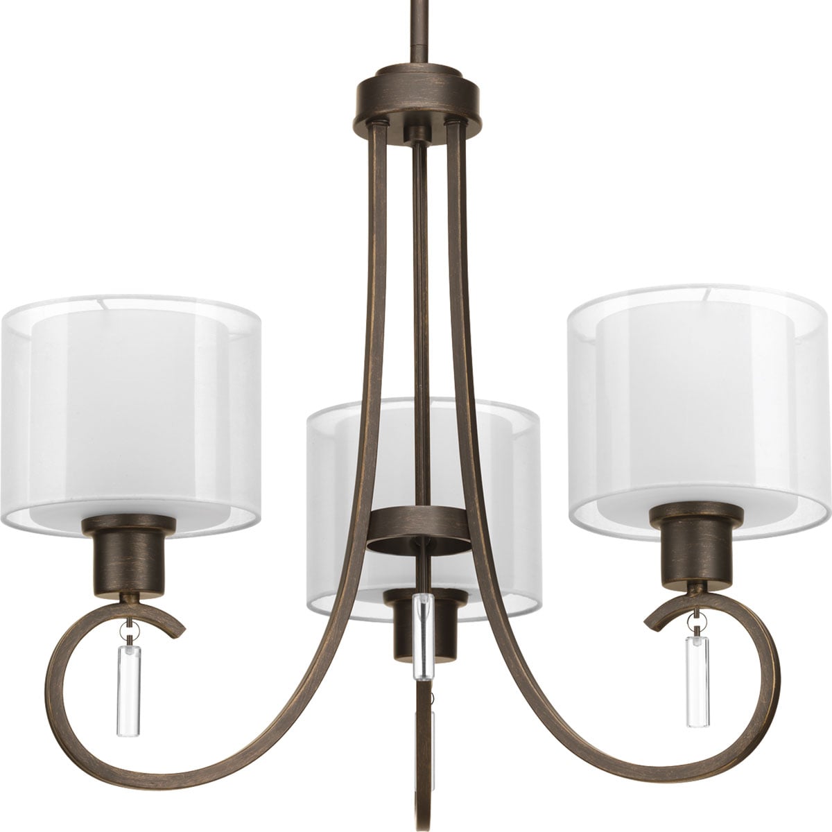 P4695-20 Invite Modern/Transitional Chandelier, (3) A19 Lamp, 120 V AC, Antique Bronze/Painted Housing
