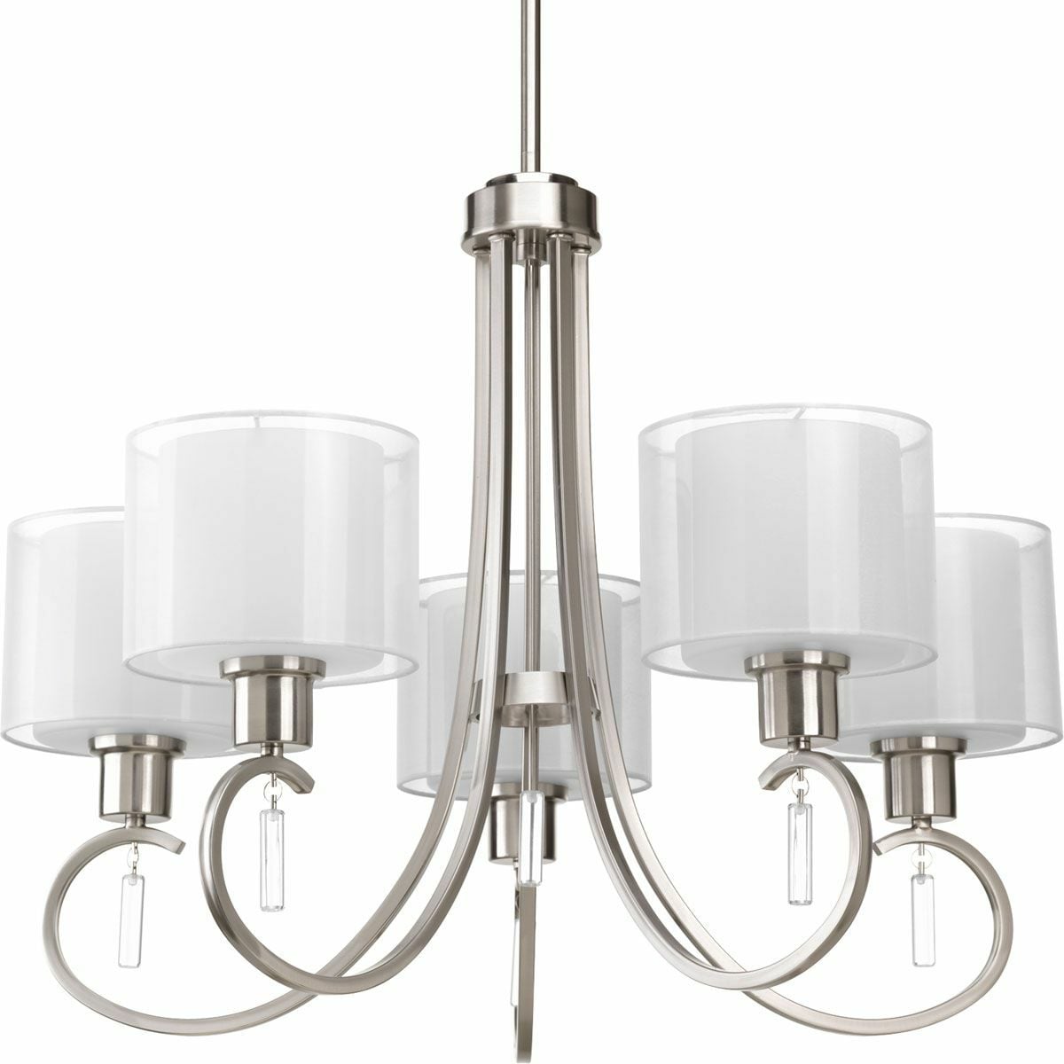 P4696-09 Invite Formal/Traditional/Modern/Transitional Chandelier, (5) A19 Lamp, 120 V AC, Nickel Plated Housing