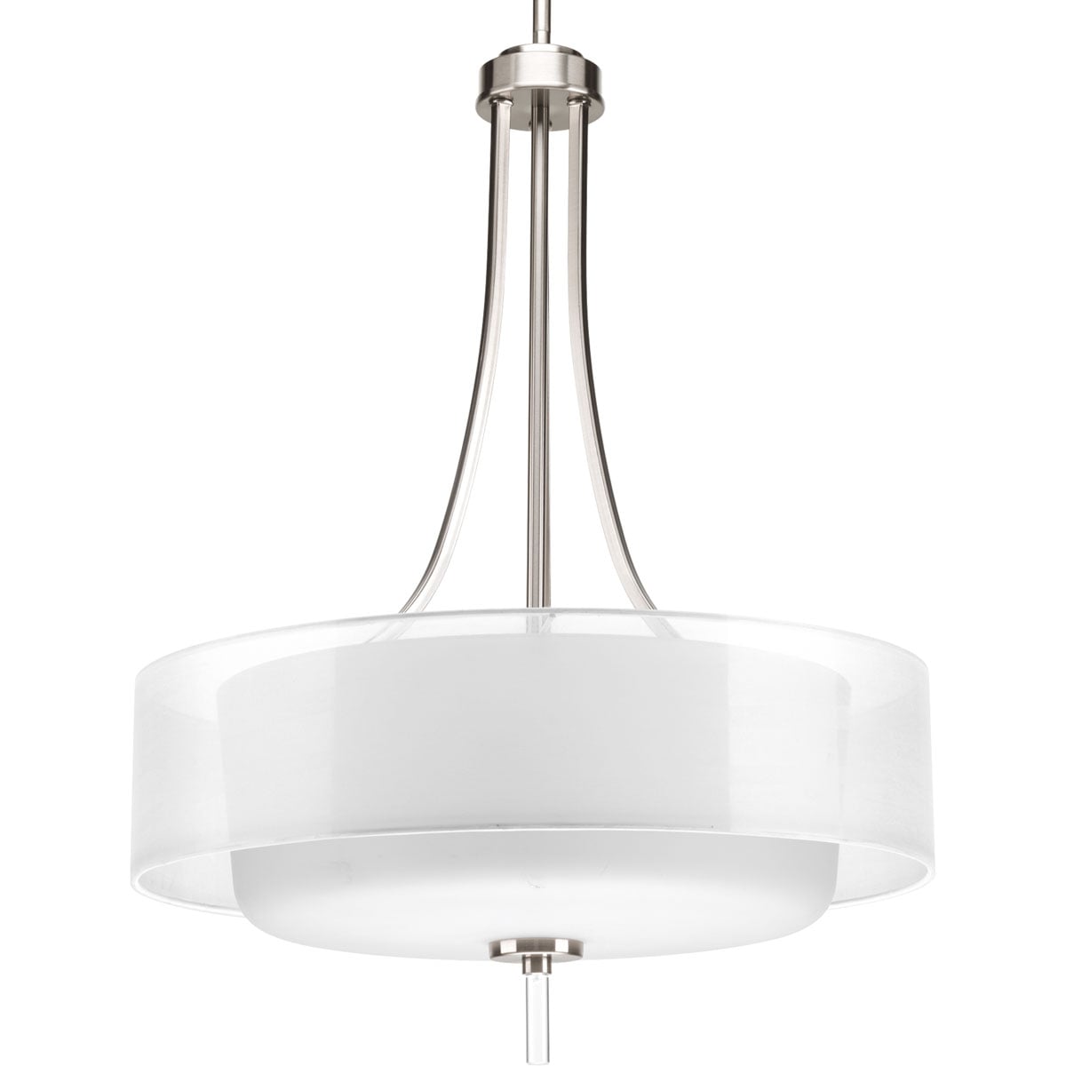 P5047-09 Modern Transitional Pendant Light, (4) Incandescent Lamp, 120 V AC, Brushed Nickel Plated Housing