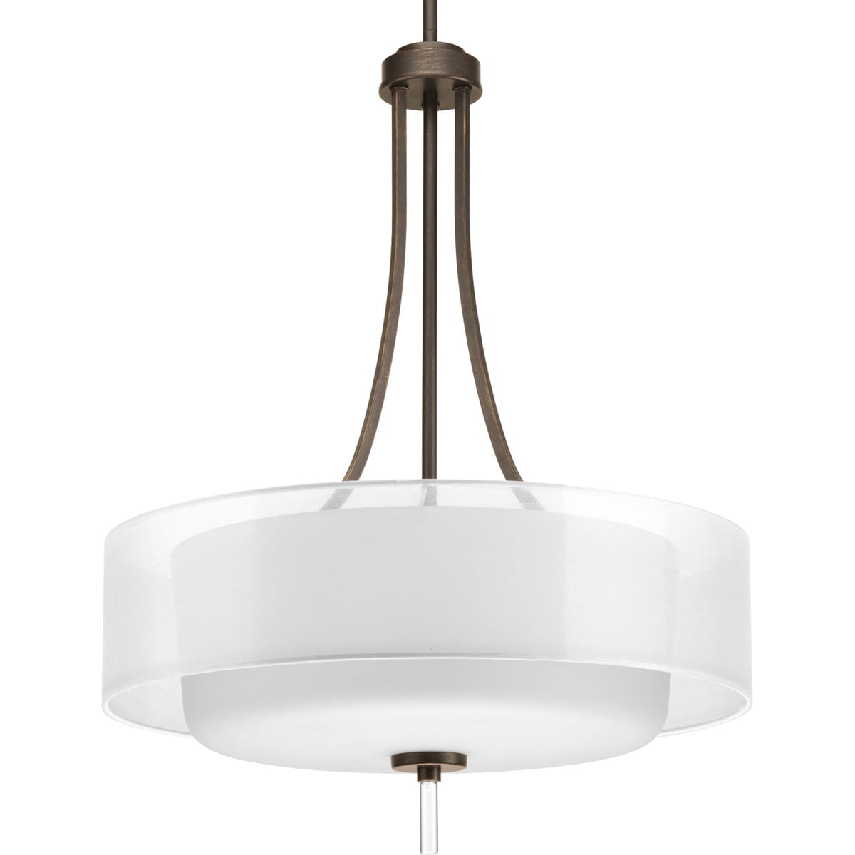 P5047-20 Modern Transitional Pendant Light, (4) Incandescent Lamp, 120 V AC, Antique Bronze Painted Housing