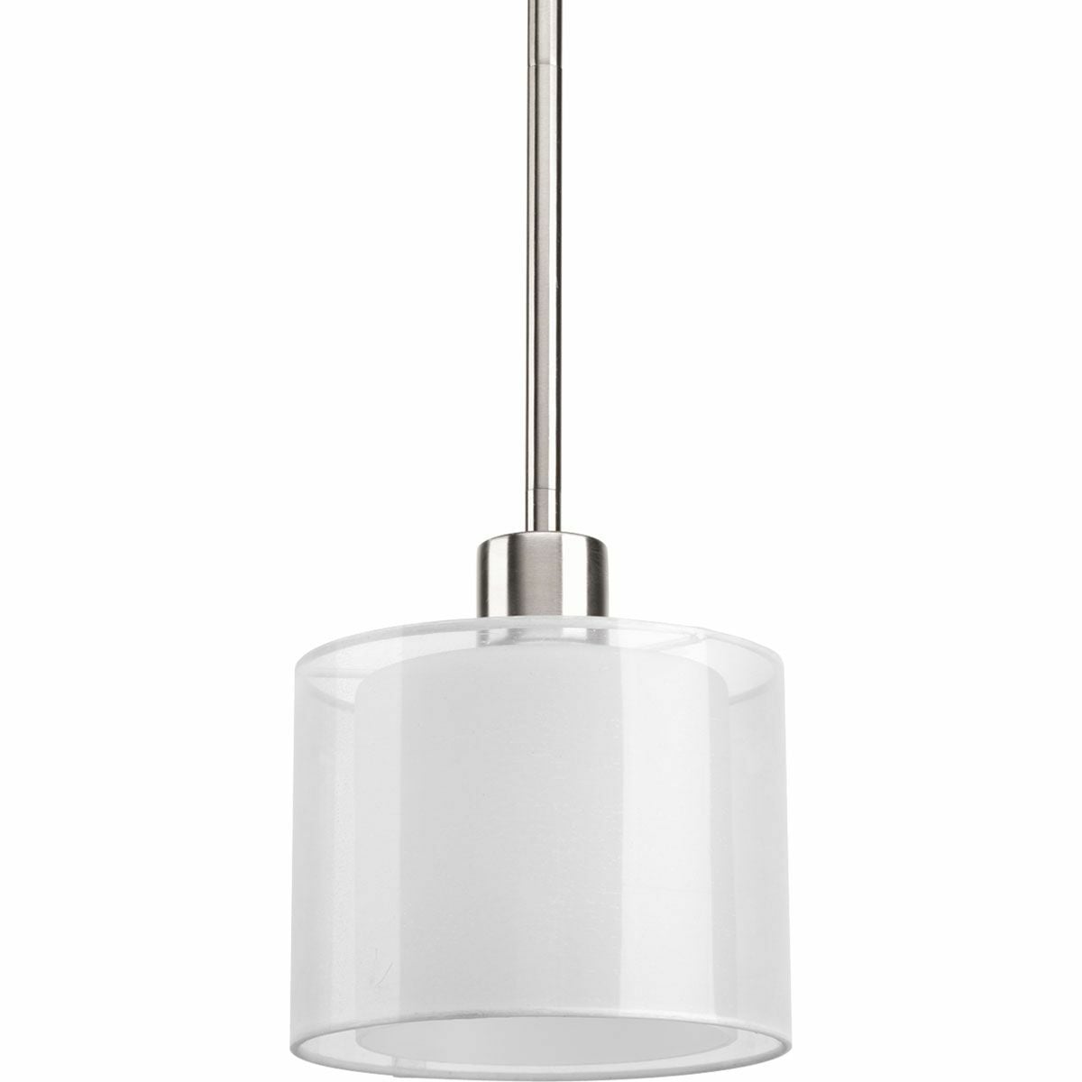 P5110-09 Invite Modern/Transitional Mini Pendant, (1) A19 Lamp, 100 W Fixture, 120 V AC, Brushed Nickel Plated Housing