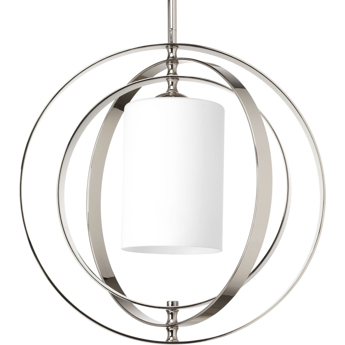 P7078-104 Equinox Contemporary/Modern/Coastal/Luxury/Transitional/Farmhouse Pendant Light, (1) A19 Lamp, 120 V AC, Polished Nickel Plated/Gray Housing