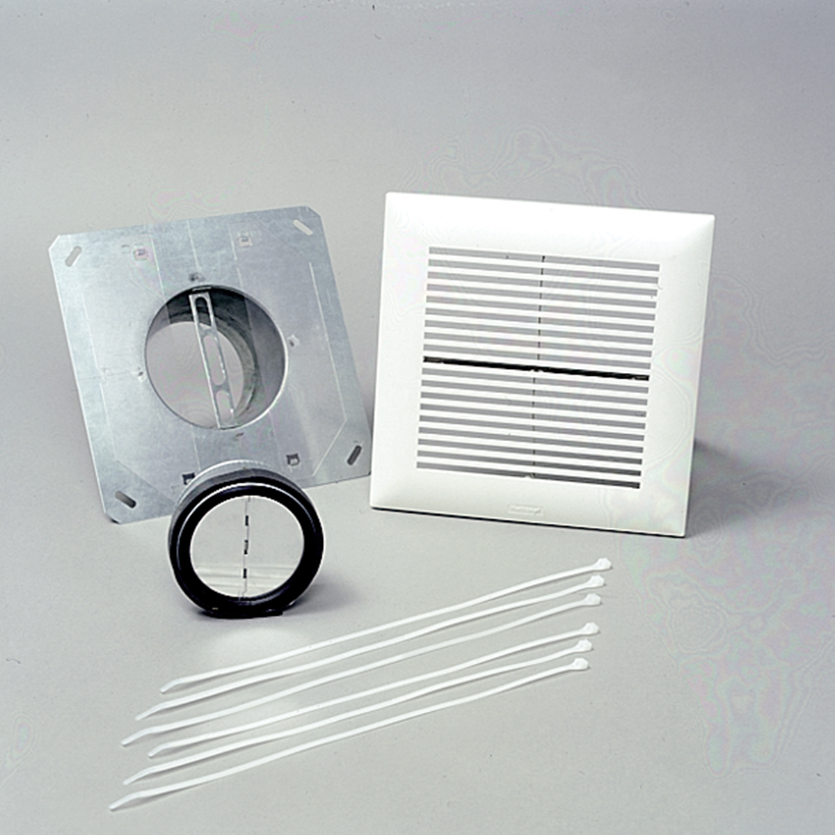PC-NLF04S WhisperLine Fan Installation Kit, For Use With Inline Fan, 4 in Dia Duct, 6 Clamp, 15 A, Aluminum/Steel/Polypropylene, White