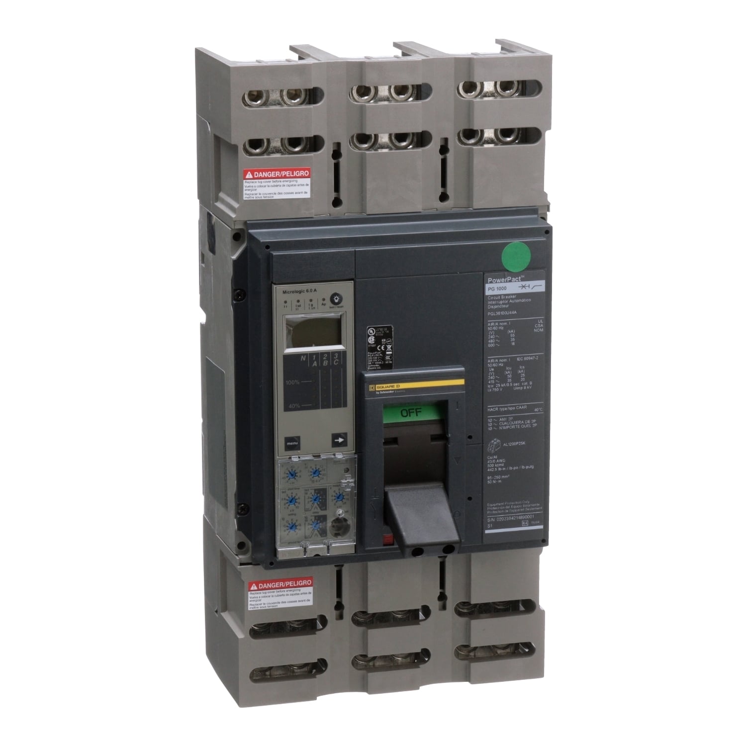 PGL36100U44A Molded Case Circuit Breaker, 1000 Amp, 3 Pole, 600V