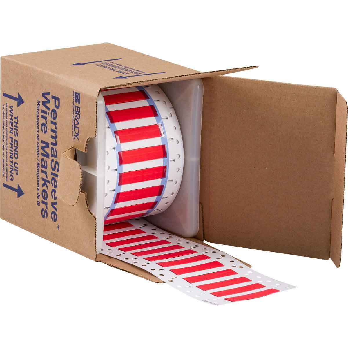 PS-375-2-RD-S-2 PermaSleeve 1-Sided Heat Shrink Wire Marker Sleeve, 12 to 4 AWG Wire, 1 in L x 1 in W, B-342 Polyolefin