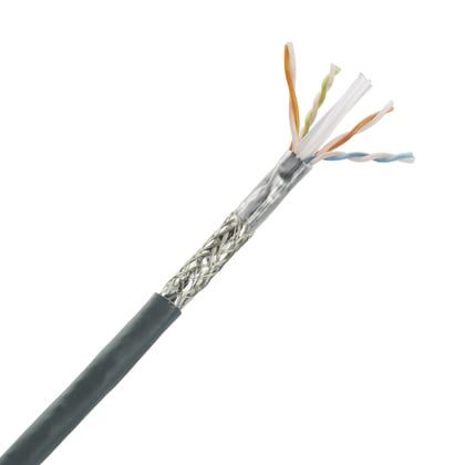 PSFL6004DG-KD PanNet TX6000 Cat 6 LSZH High Density Type SF/UTP Copper Cable, Reel Packaging, 80 V AC, (4) 23 AWG SF/UTP Shielded Solid Bare Copper Conductor, 1640 ft L