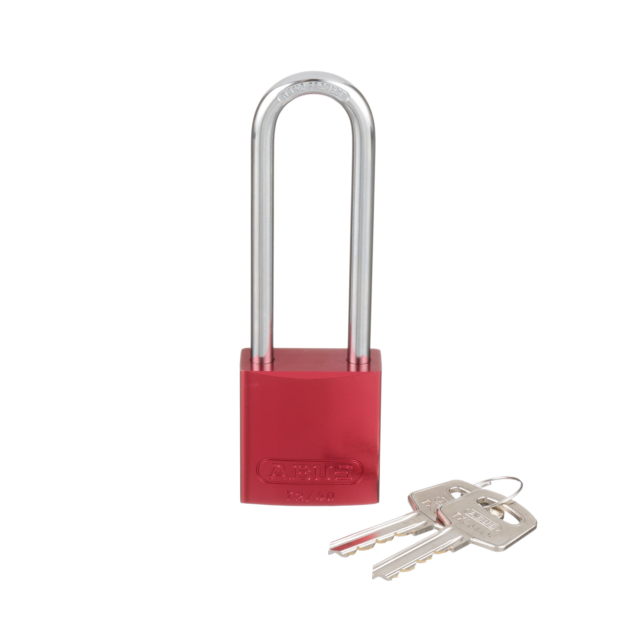 PSL-7-LS High Security Long Shackle Safety Padlock, Alike/Master Key, Red, Anodized Aluminum/Steel Body, 1/4 in Dia x 3 in H x 0.79 in W Steel Shackle