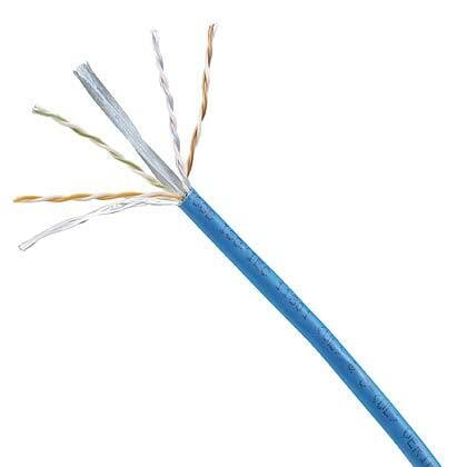 PUR6004BU-W TX6000 Enhanced Type CMR Cat 6 Riser Cable, 80 VAC, (4 Pairs) 23 AWG U/UTP Bare Copper Conductor, 1000 ft L