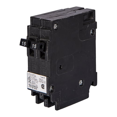 Q2030NC Type QT Duplex Non-Current Limiting Molded Case Circuit Breaker, 120 V AC, 20 to 30 A, 10 kA Interrupt, 2 Poles, Thermal Magnetic Trip