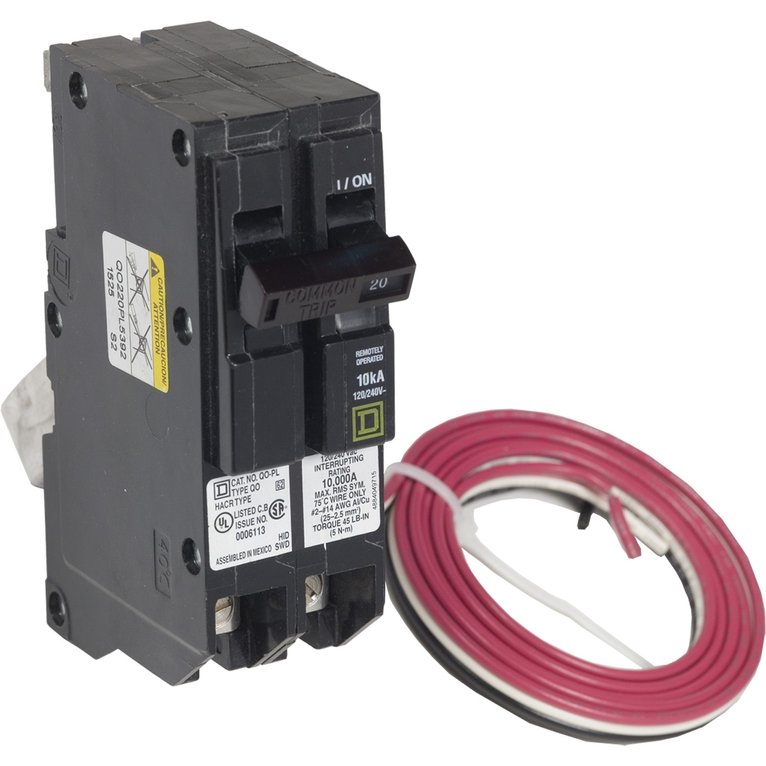 QO220PL5392 Miniature Circuit Breaker, 20 Amp, 2 Pole, 120/240V