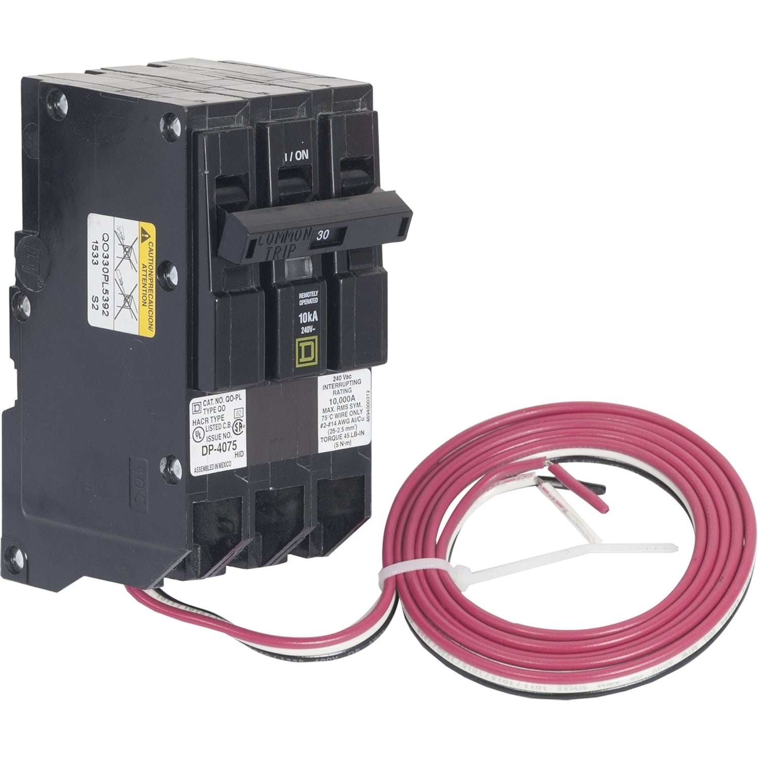 QO330PL5392 Type QO-PL Miniature Circuit Breaker, 240 V AC, 30 A, 10 kA Interrupt, 3 Poles, Thermal Magnetic Trip