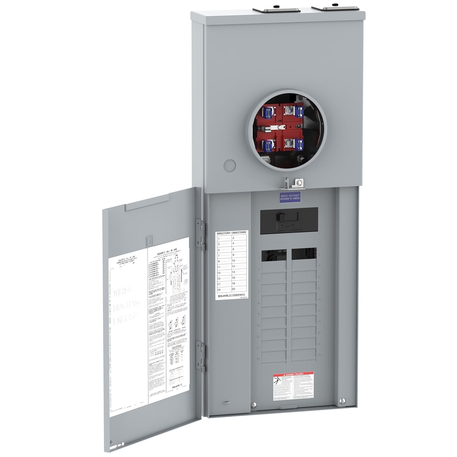 RC2040M200S All-in-one, Homeline, CSED, Ringless Socket, 200 Amp, Surface Mount, 20 Spaces, 40 Circuits, 22 kA SCCR, No Bypass