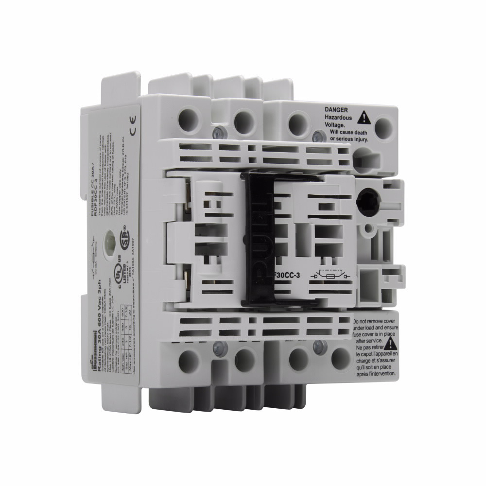 RDF30CC-3 Compact Class CC Fused Rotary Disconnect Switch, 600 V AC, 30 A, 7-1/2 hp, 20 hp, 3 Poles