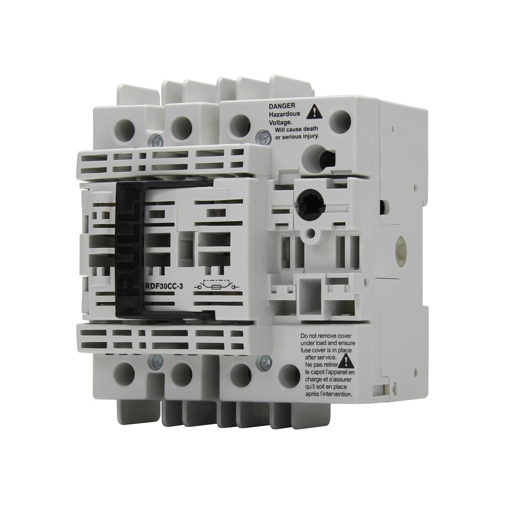 RDF30CC-3N Compact Class CC Fused Rotary Disconnect Switch, 600 V AC, 30 A, 20 hp, 3+N Poles