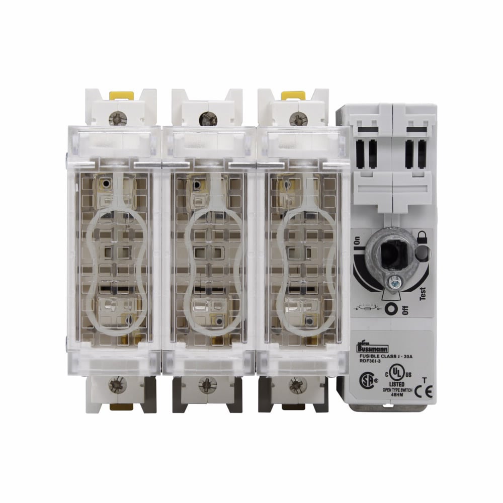 RDF30J-2 Class J Fused Standard Open Rotary Disconnect Switch, 600 V AC/250 V DC, 30 A, 3 hp at 220/240 VAC, 1NO-1NC 1 Form A/1 Form B Contact, 2 Poles