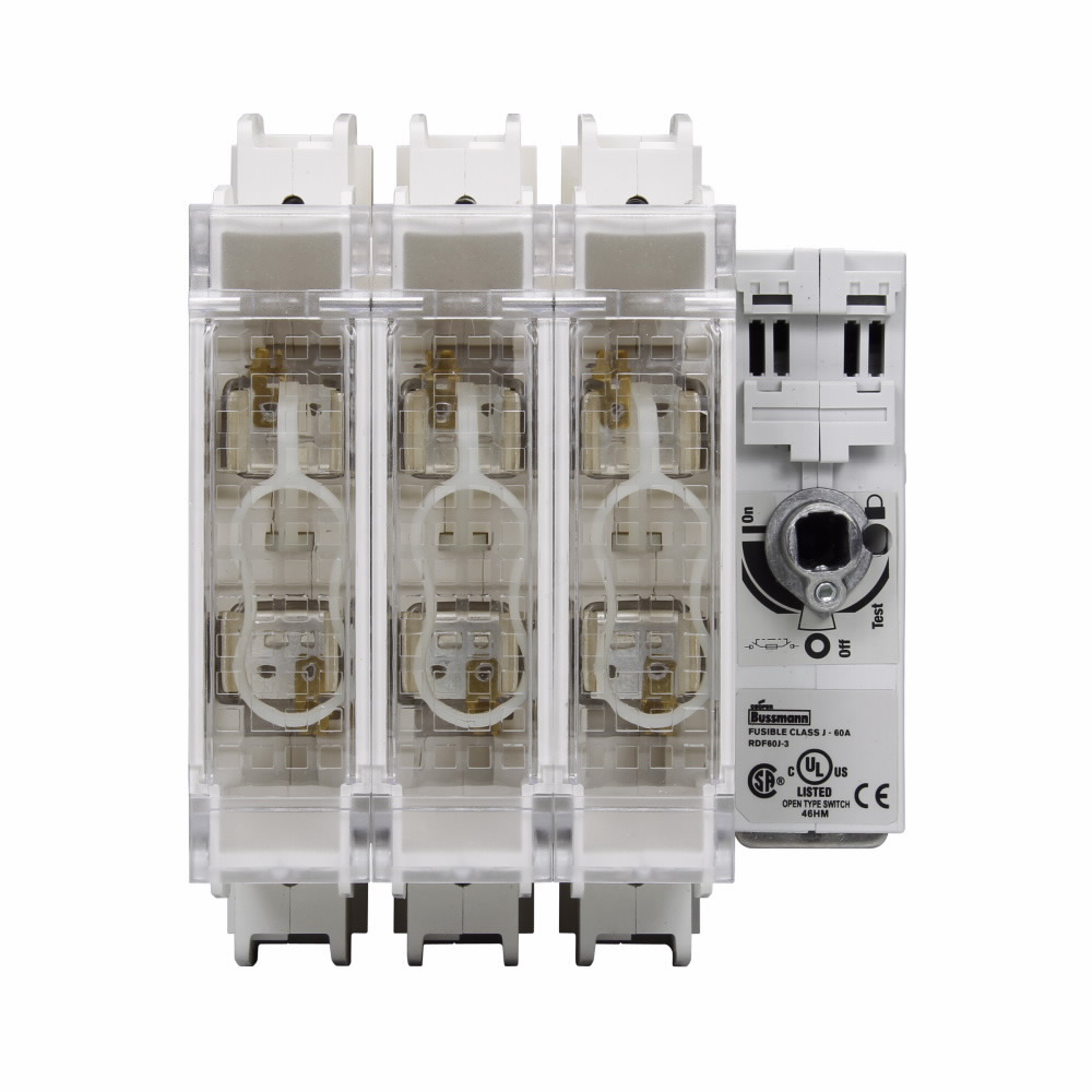 RDF60J-3 Class J Fused Standard Rotary Disconnect Switch, 600 V AC/250 V DC, 60 A, 15 hp, 50 hp at 600 VAC, 10 hp at 250 VDC, 3 Poles