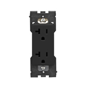 RER20-OB Renu Duplex Self-Grounding Tamper Resistant Straight Blade Receptacle, 125 V AC, 20 A, Onyx Black