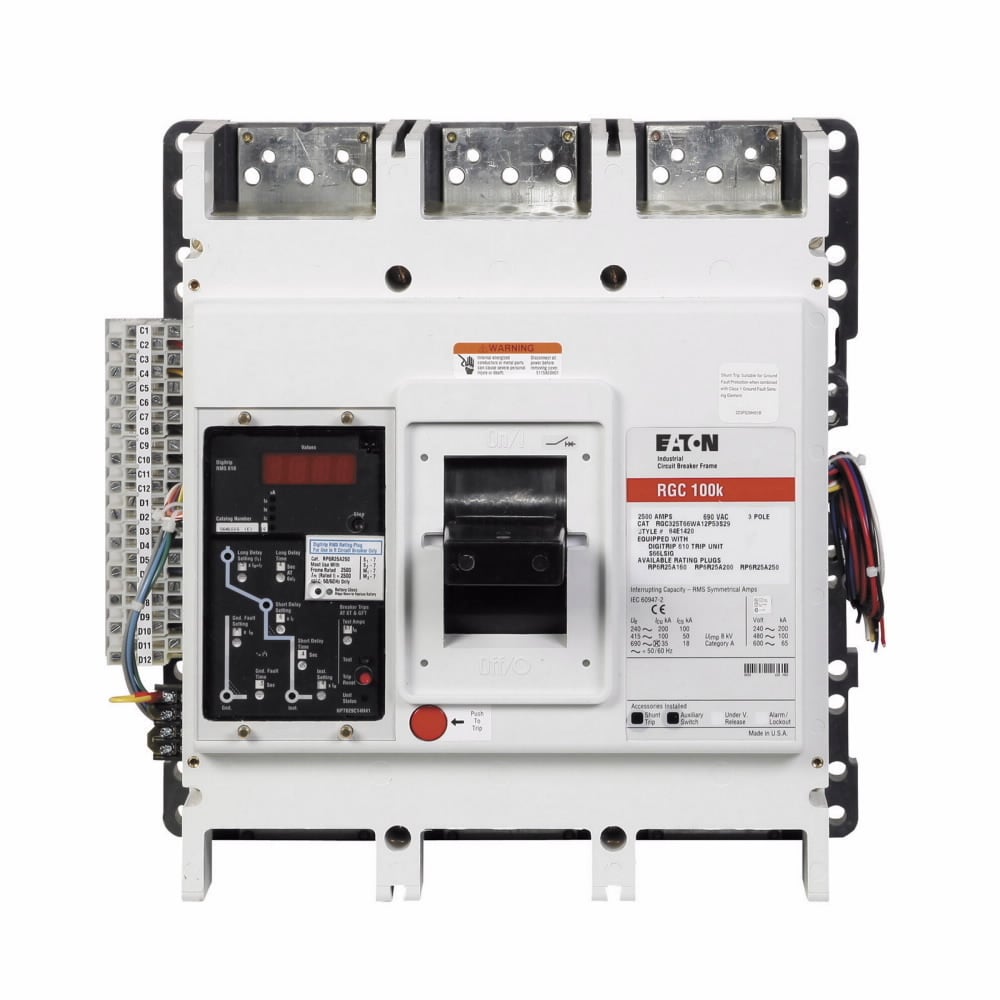 RGC325033E G Series Molded Case Circuit Breaker, 600 V AC, 2500 A, 100/200 kA Interrupt, 3 Poles, Electronic Trip