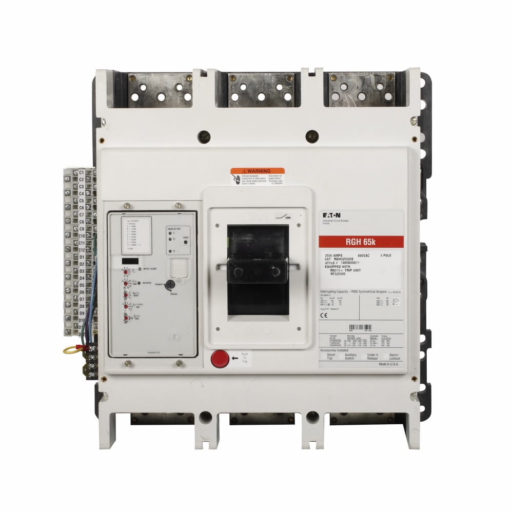 RGH316032E G Series Molded Case Circuit Breaker, 600/690 V AC, 1600 A, 65/125 kA Interrupt, 3 Poles, Electronic Trip
