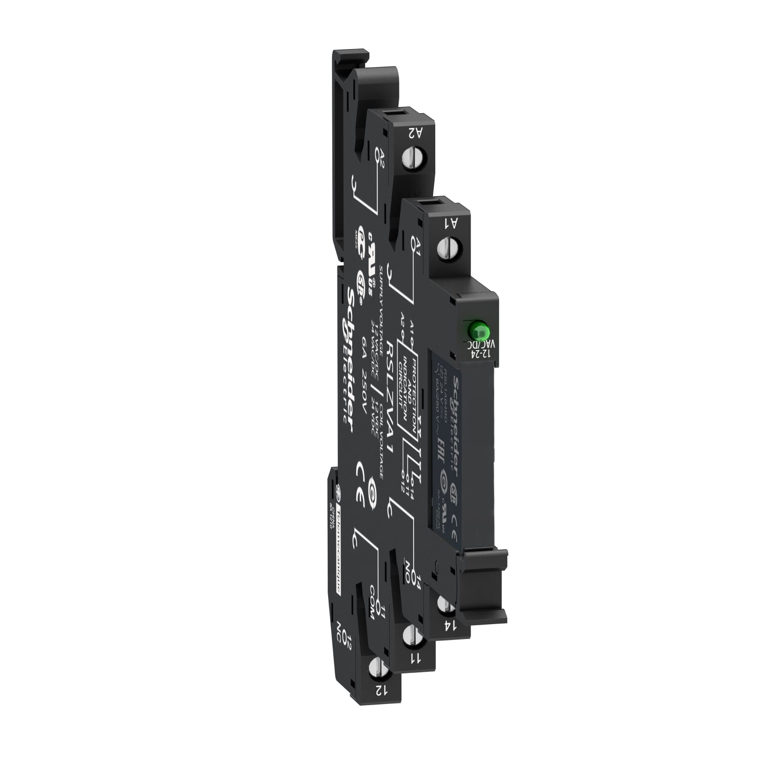 RSL1PVJU Zelio Slim Interface Plug-In Relay, 6 A, 1CO 1 Form C Contact, 12 V DC V Coil