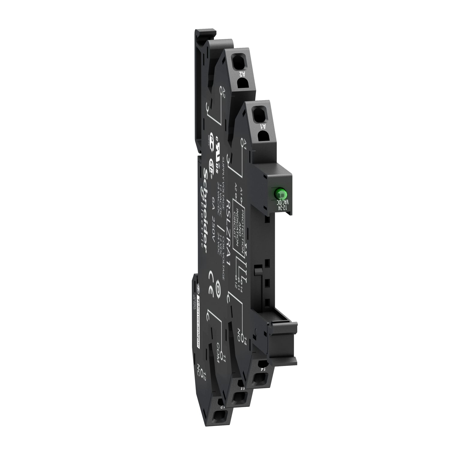 RSLZRA1 Socket, 12/24 V AC/DC, 6 A, For Use With RSL 1, B4JD C/O Plug-In Relay and 12 V DC Control Circuit, 5 Pin