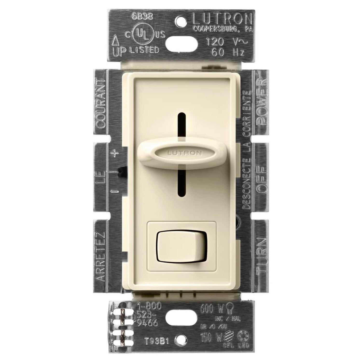 SCL-153P-AL Skylark LED+ Dimmer Switch, No Neutral Required, 150W LED or 600W Incandescent/Halogen, 120V, 1 Pole/3-Way, Almond