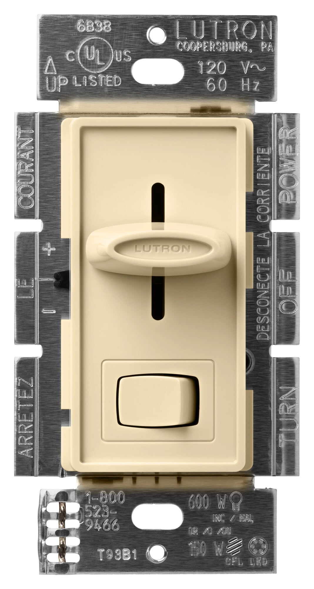 SCL-153P-IV Skylark LED+ Dimmer Switch, No Neutral Required, 150W LED or 600W Incandescent/Halogen, 120V, 1 Pole/3-Way, Ivory