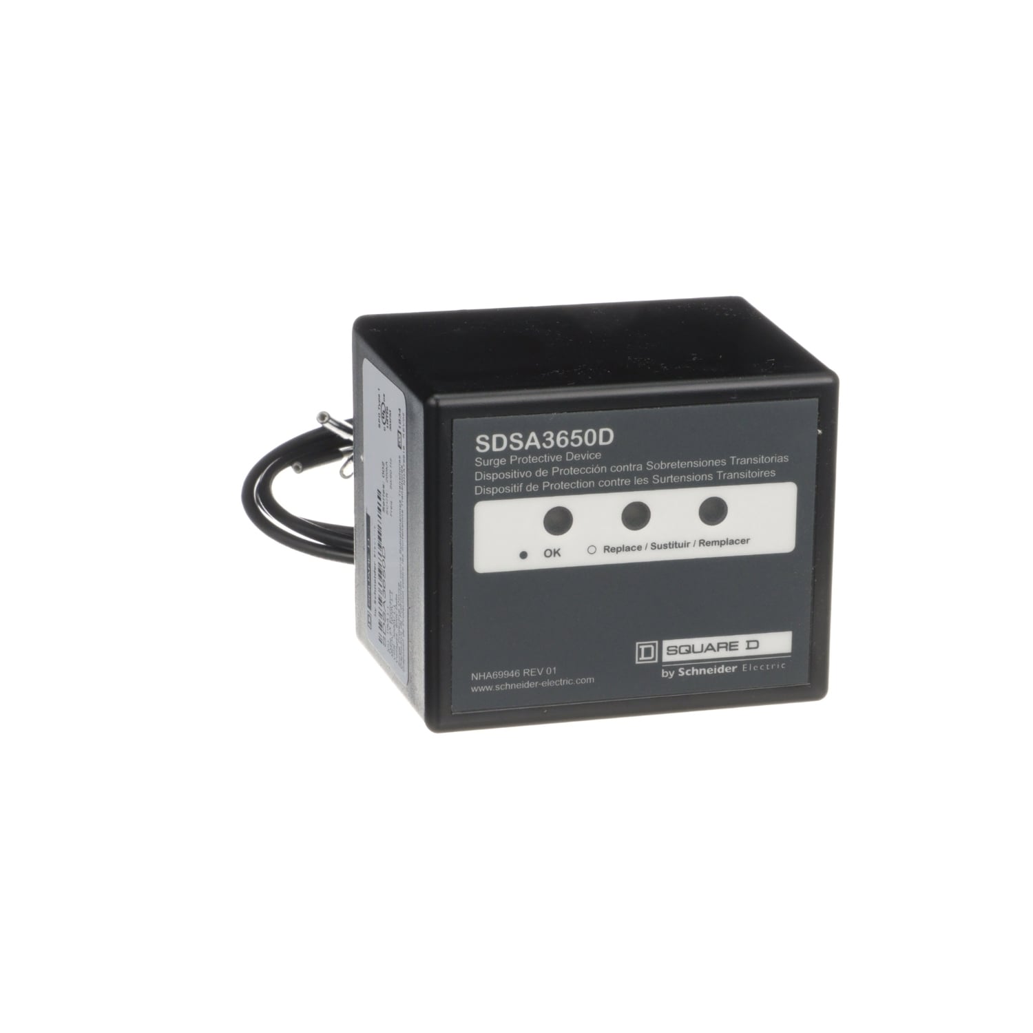 SDSA3650D Surgelogic Surge Protective Device, 600 V AC, 50/60 Hz, 3 Poles, 200 kA SCCR, 3 Phase