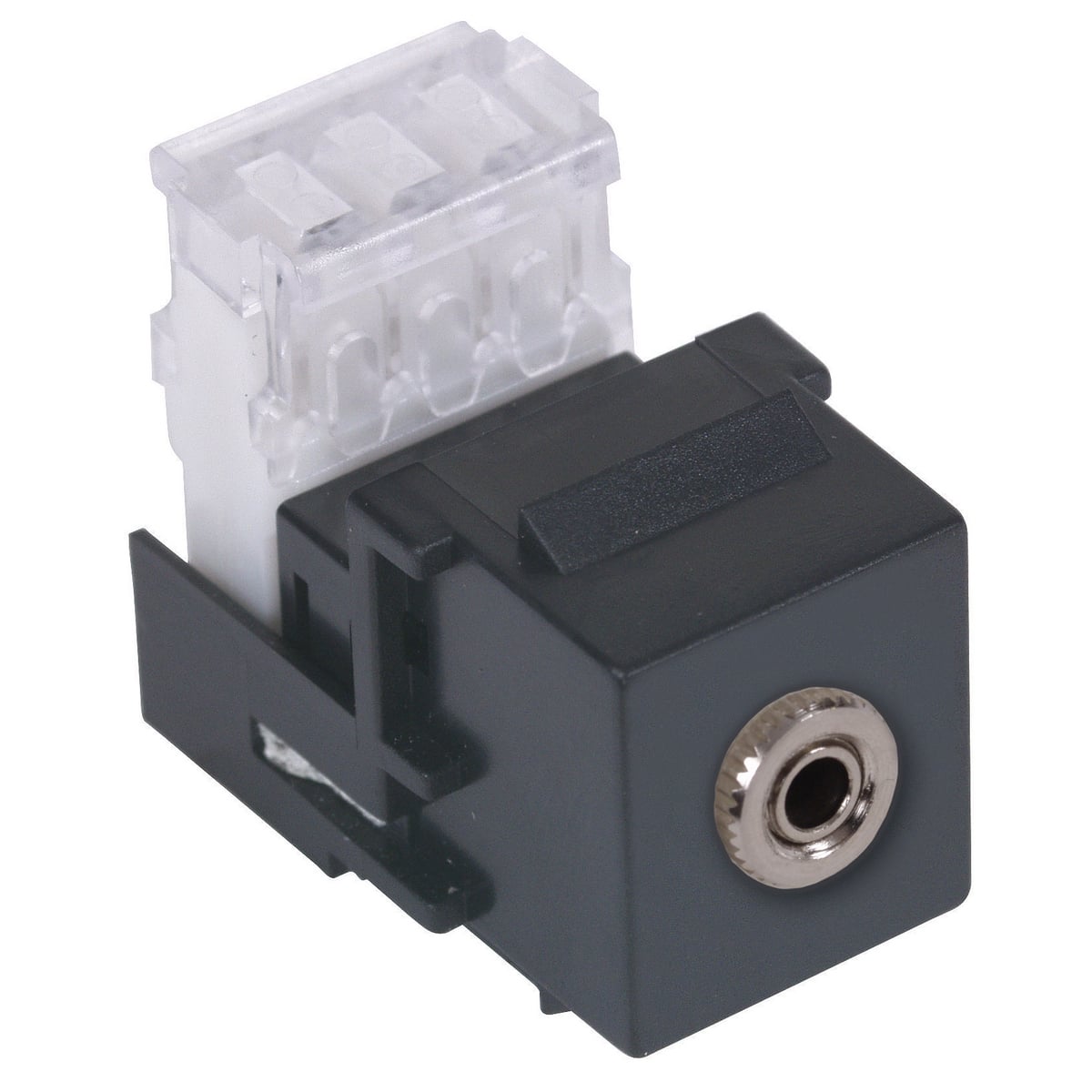 SF35110BK Snap-Fit/Snap-On Standard Stereo Jack, 3.5 mm, 110 Punch Down Connector