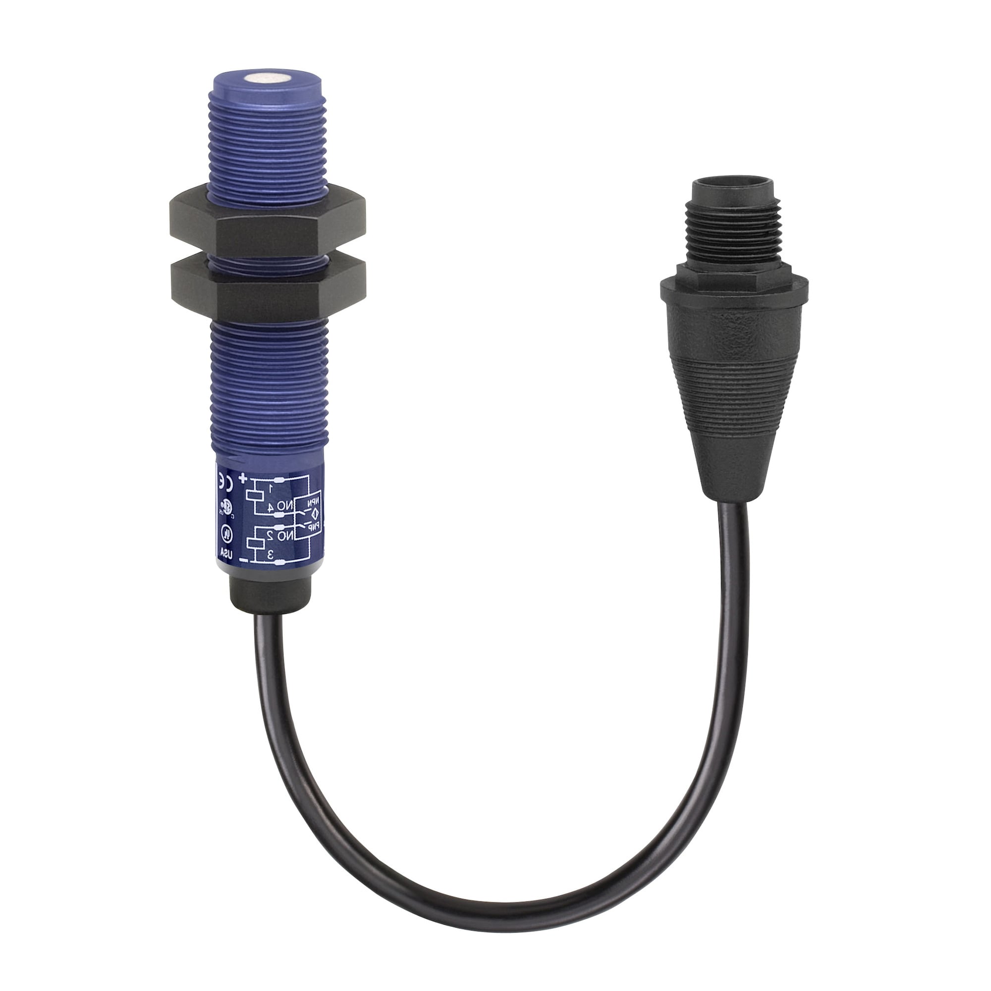 SM380A20400 Hyde Park Superprox Cylindrical Extended Range Miniature Proximity Sensor, Ultrasonic, NPN/PNP Output, 1NO Contact, 12 to 24 V DC