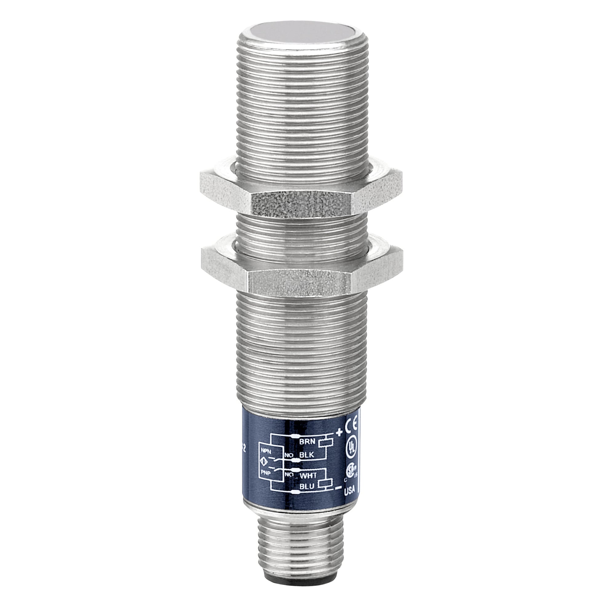 SM650AH0C00S Hyde Park Cylindrical Fixed Miniature Proximity Sensor, Ultrasonic, NPN/PNP Output, 1NO Contact, 12 to 24 V DC